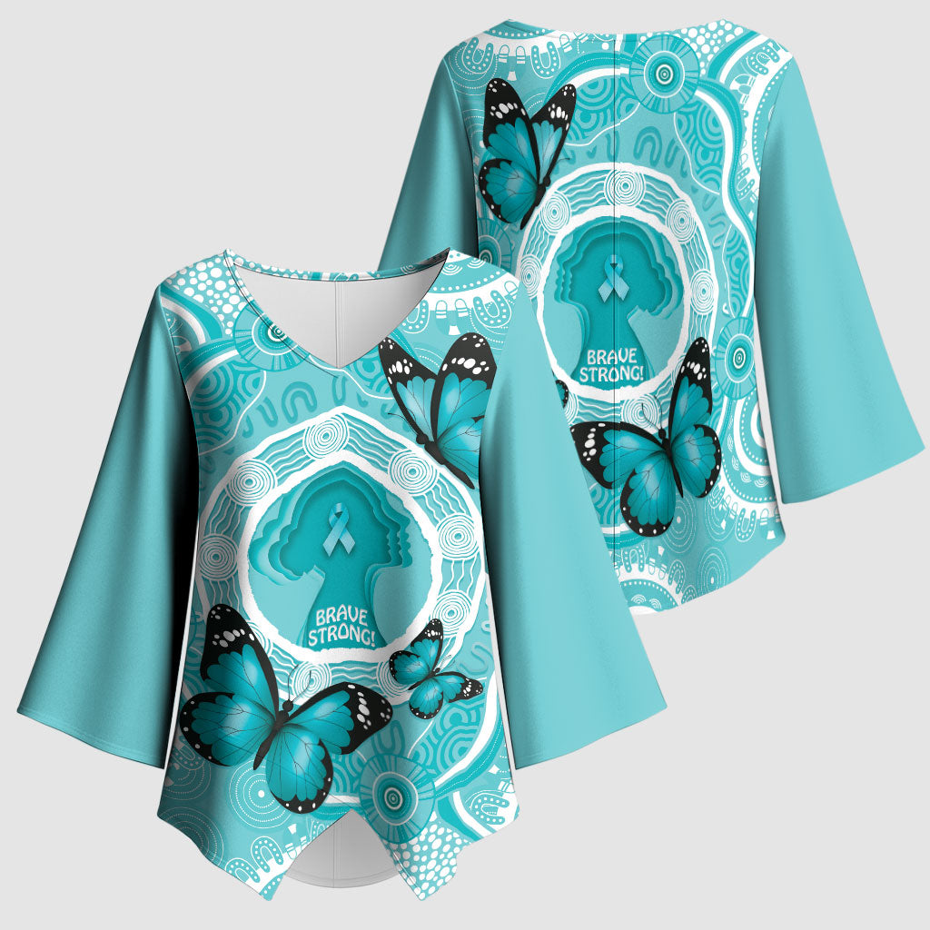 Australia Cervical Cancer Support Kimono Sleeve Blouse Brave Strong Butterfly Aboriginal Art