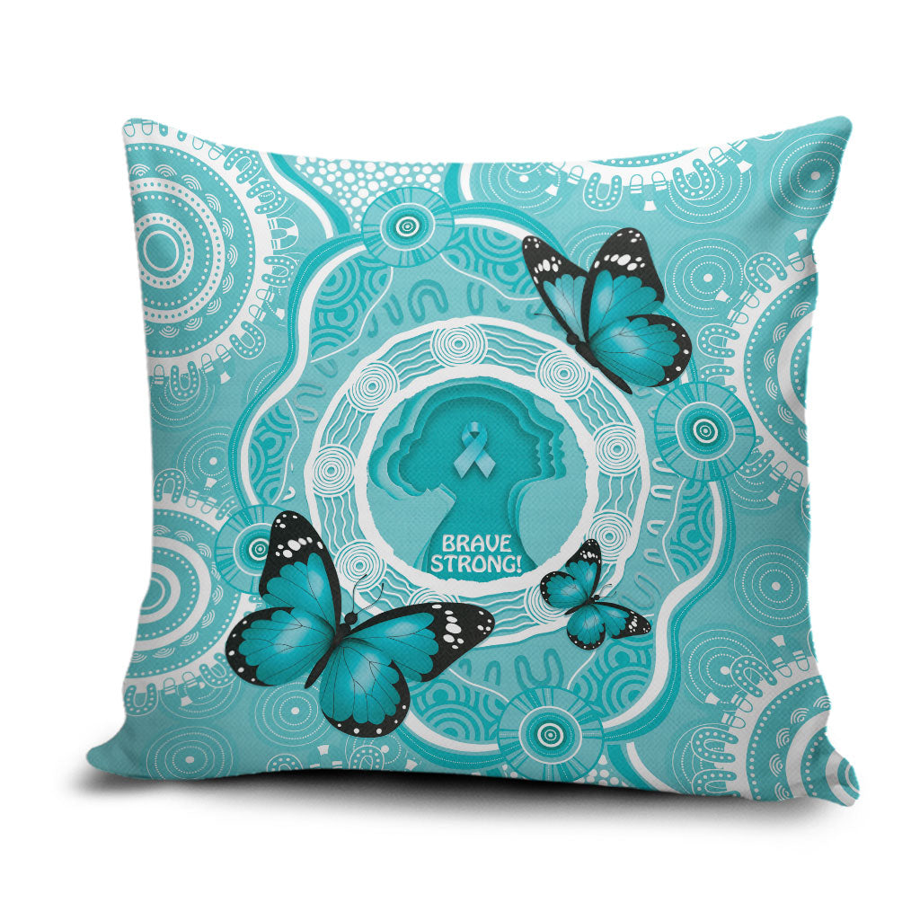 Australia Cervical Cancer Support Pillow Cover Brave Strong Butterfly Aboriginal Art