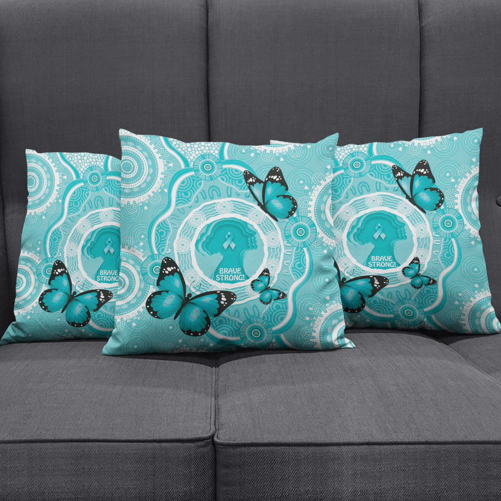 Australia Cervical Cancer Support Pillow Cover Brave Strong Butterfly Aboriginal Art