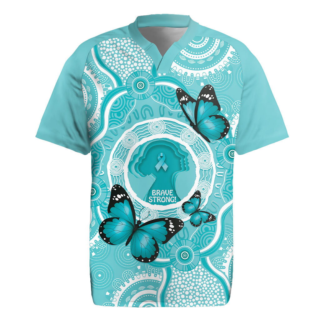 Australia Cervical Cancer Support Rugby Jersey Brave Strong Butterfly Aboriginal Art