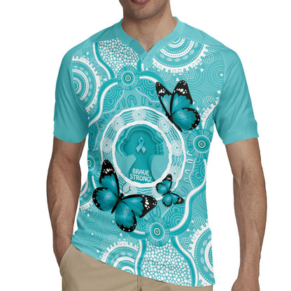Australia Cervical Cancer Support Rugby Jersey Brave Strong Butterfly Aboriginal Art