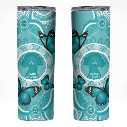 Australia Cervical Cancer Support Skinny Tumbler Brave Strong Butterfly Aboriginal Art
