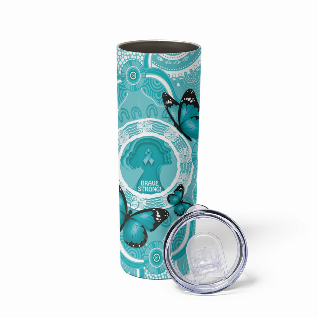 Australia Cervical Cancer Support Skinny Tumbler Brave Strong Butterfly Aboriginal Art