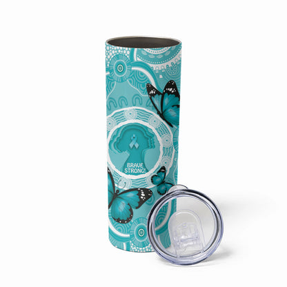 Australia Cervical Cancer Support Skinny Tumbler Brave Strong Butterfly Aboriginal Art