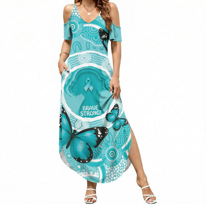 Australia Cervical Cancer Support Summer Maxi Dress Brave Strong Butterfly Aboriginal Art
