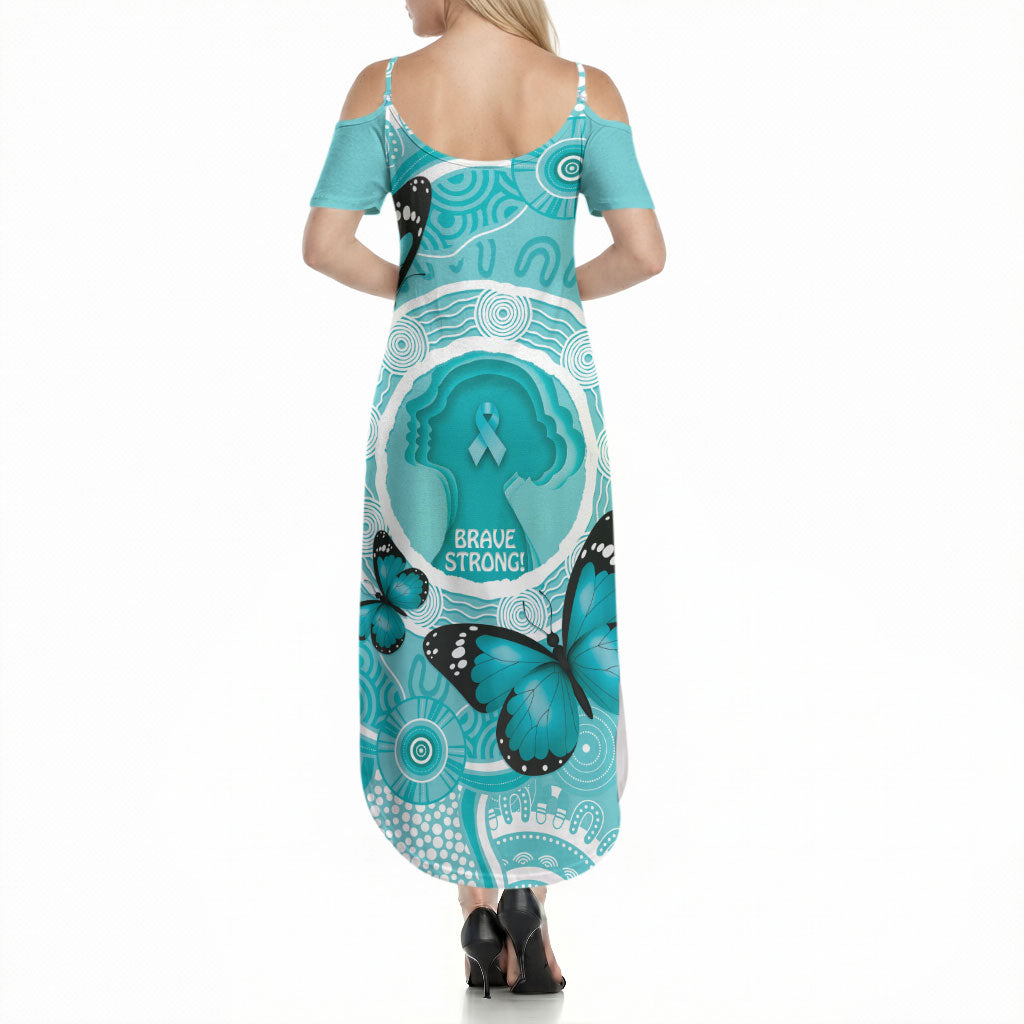 Australia Cervical Cancer Support Summer Maxi Dress Brave Strong Butterfly Aboriginal Art