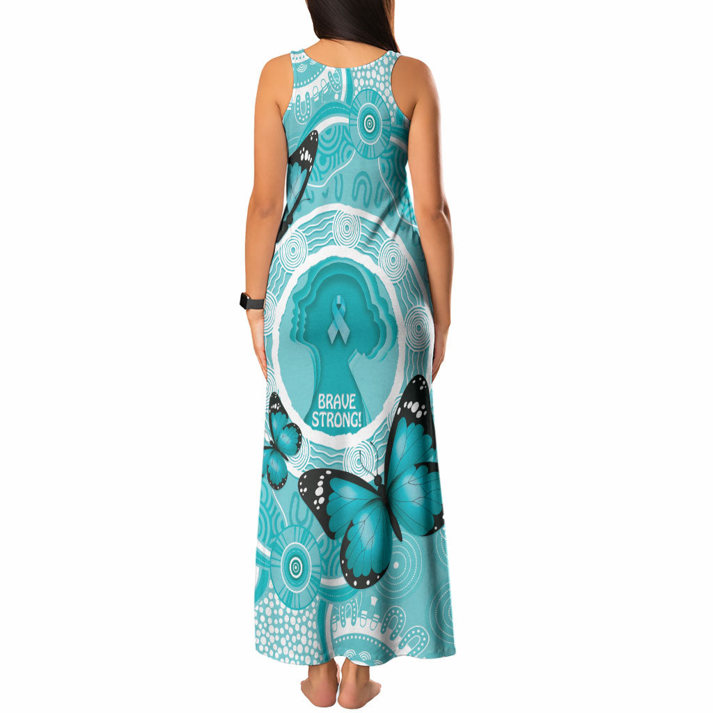 Australia Cervical Cancer Support Tank Maxi Dress Brave Strong Butterfly Aboriginal Art
