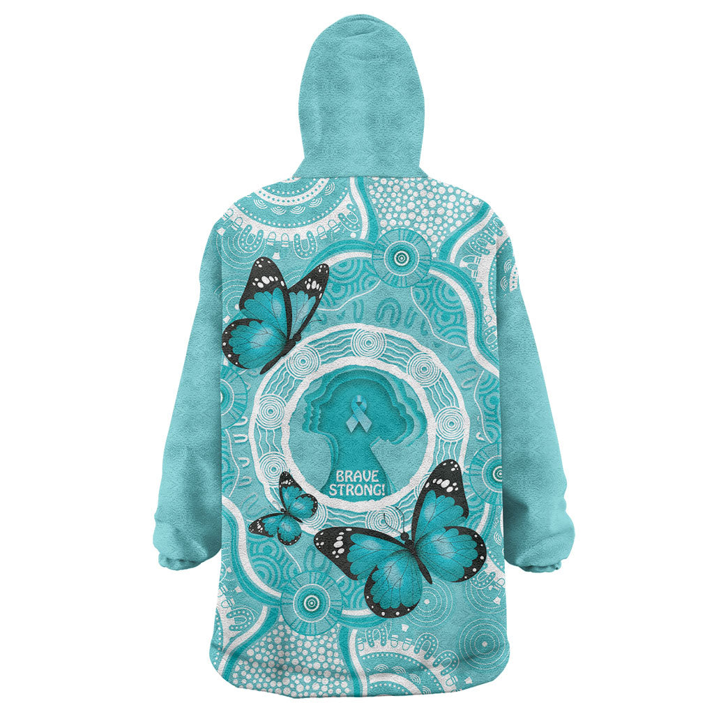 Australia Cervical Cancer Support Wearable Blanket Hoodie Brave Strong Butterfly Aboriginal Art