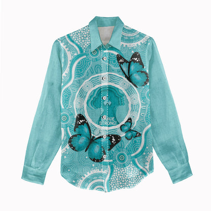 Australia Cervical Cancer Support Women Casual Shirt Brave Strong Butterfly Aboriginal Art