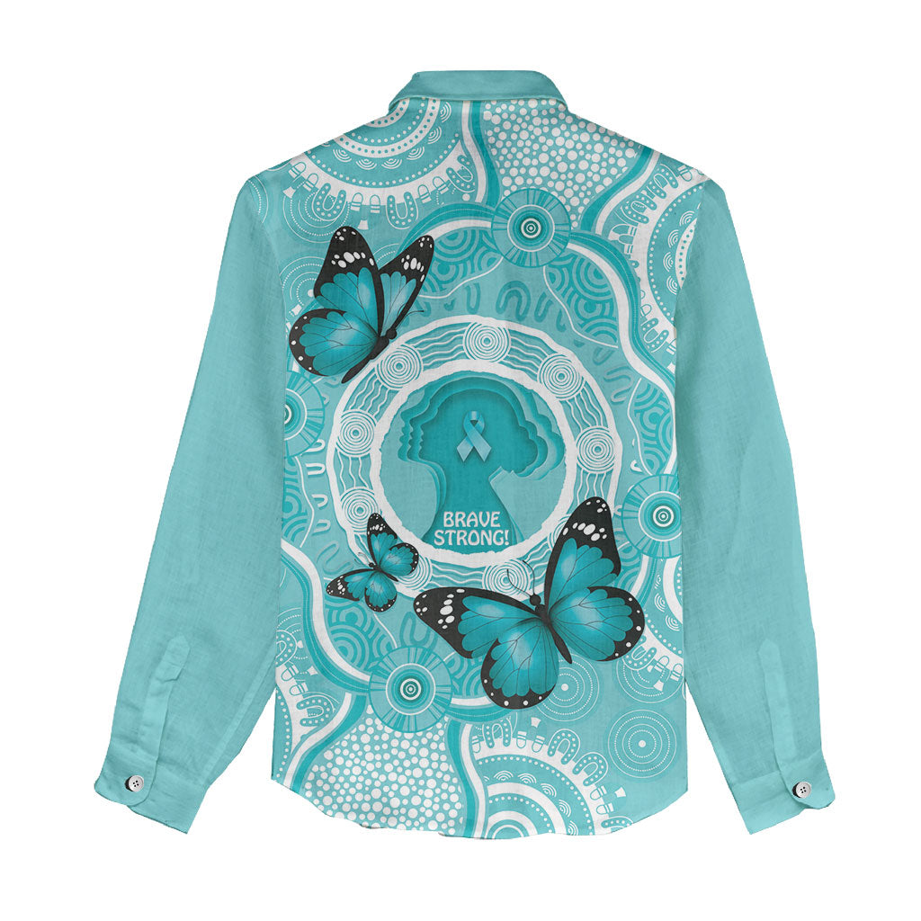 Australia Cervical Cancer Support Women Casual Shirt Brave Strong Butterfly Aboriginal Art