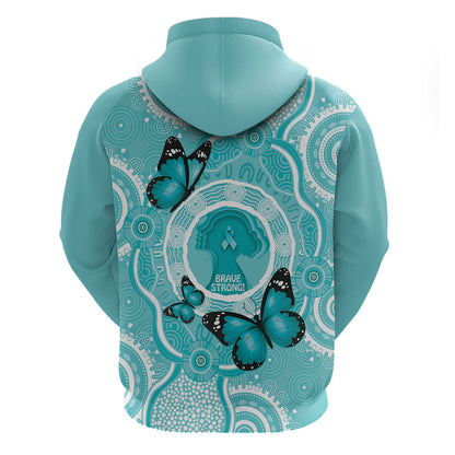 Australia Cervical Cancer Support Zip Hoodie Brave Strong Butterfly Aboriginal Art