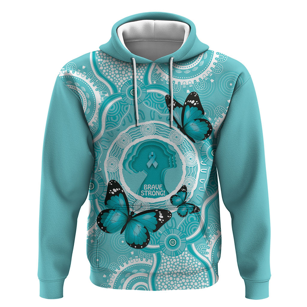 Australia Cervical Cancer Support Zip Hoodie Brave Strong Butterfly Aboriginal Art