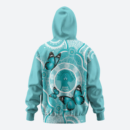 Australia Cervical Cancer Support Zip Hoodie Brave Strong Butterfly Aboriginal Art