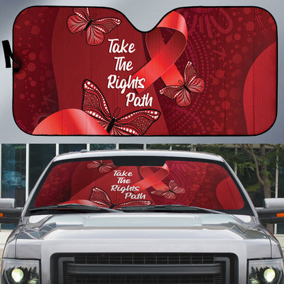 Australia AIDS Support Auto Sun Shade Take The Rights Path Aboriginal Art