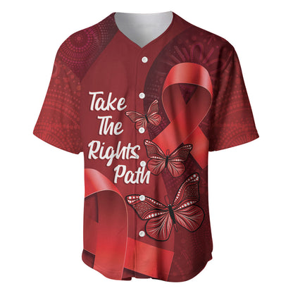 Australia AIDS Support Baseball Jersey Take The Rights Path Aboriginal Art