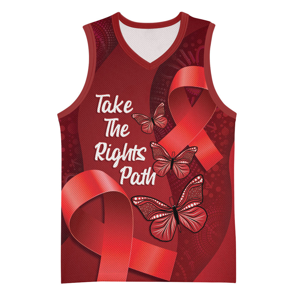 Australia AIDS Support Basketball Jersey Take The Rights Path Aboriginal Art