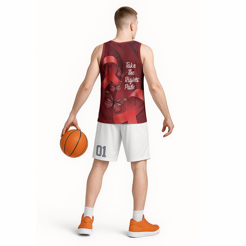 Australia AIDS Support Basketball Jersey Take The Rights Path Aboriginal Art
