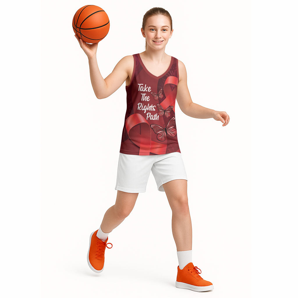 Australia AIDS Support Basketball Jersey Take The Rights Path Aboriginal Art