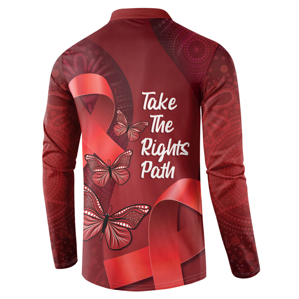 Australia AIDS Support Button Sweatshirt Take The Rights Path Aboriginal Art