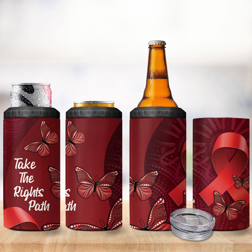 Australia AIDS Support 4 in 1 Can Cooler Tumbler Take The Rights Path Aboriginal Art