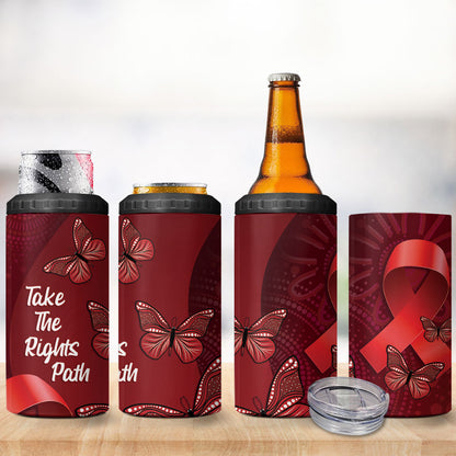 Australia AIDS Support 4 in 1 Can Cooler Tumbler Take The Rights Path Aboriginal Art