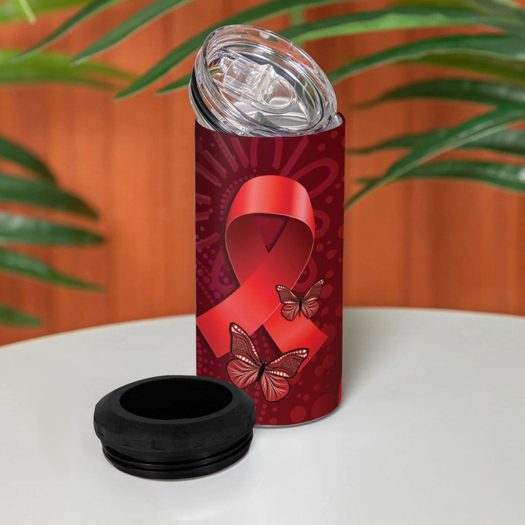 Australia AIDS Support 4 in 1 Can Cooler Tumbler Take The Rights Path Aboriginal Art