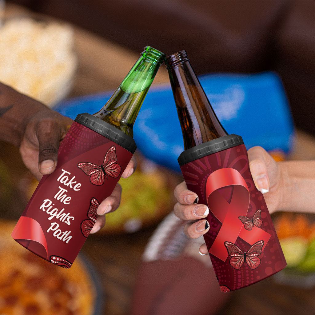 Australia AIDS Support 4 in 1 Can Cooler Tumbler Take The Rights Path Aboriginal Art