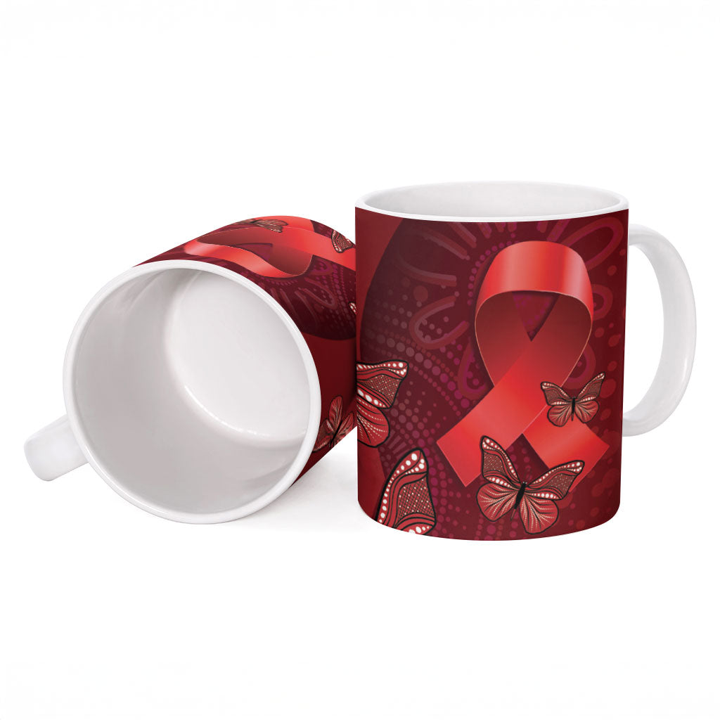 Australia AIDS Support Ceramic Mug Take The Rights Path Aboriginal Art