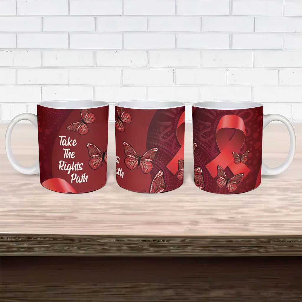 Australia AIDS Support Ceramic Mug Take The Rights Path Aboriginal Art
