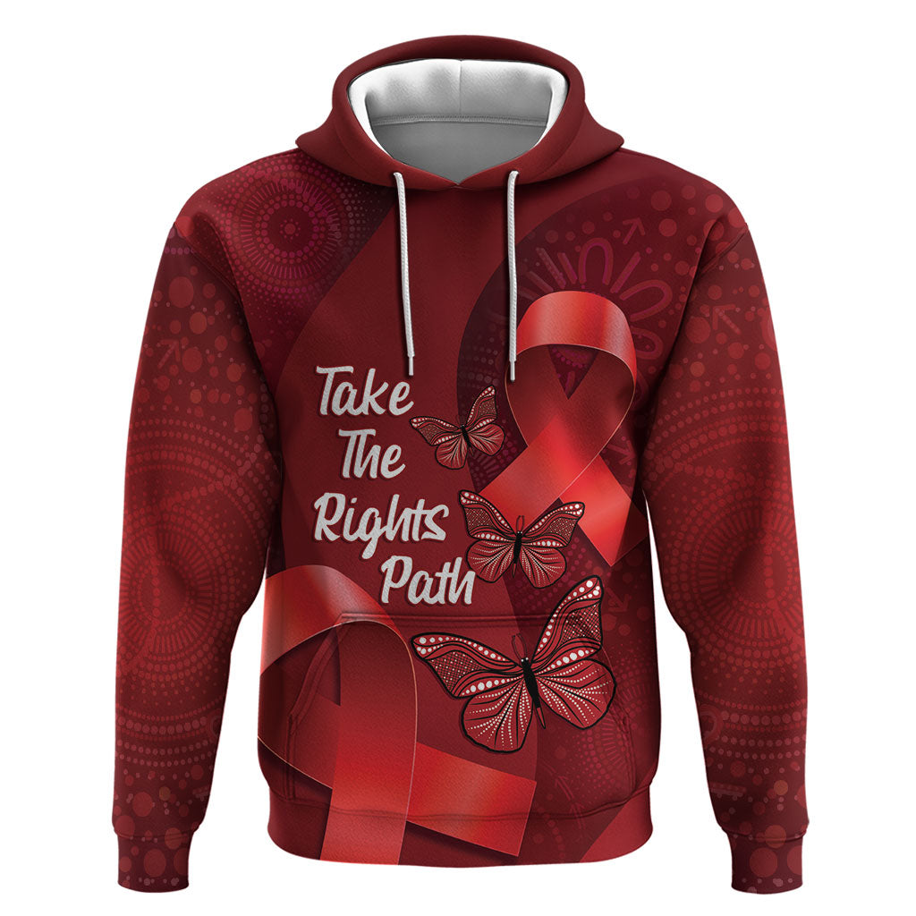 Australia AIDS Support Hoodie Take The Rights Path Aboriginal Art