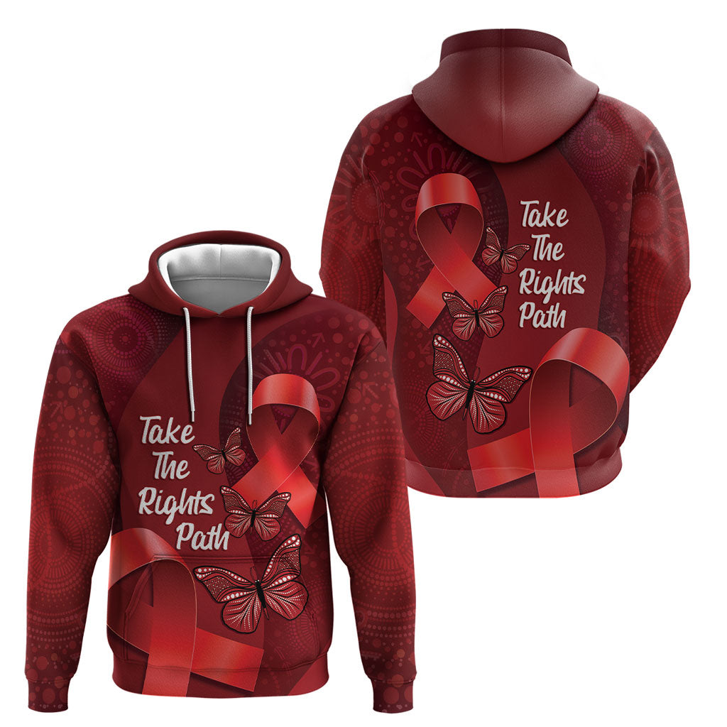 Australia AIDS Support Hoodie Take The Rights Path Aboriginal Art