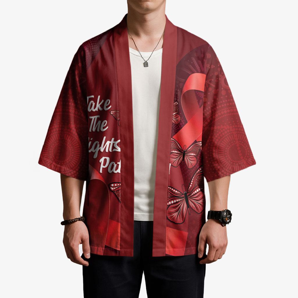 Australia AIDS Support Kimono Take The Rights Path Aboriginal Art