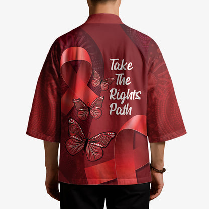 Australia AIDS Support Kimono Take The Rights Path Aboriginal Art