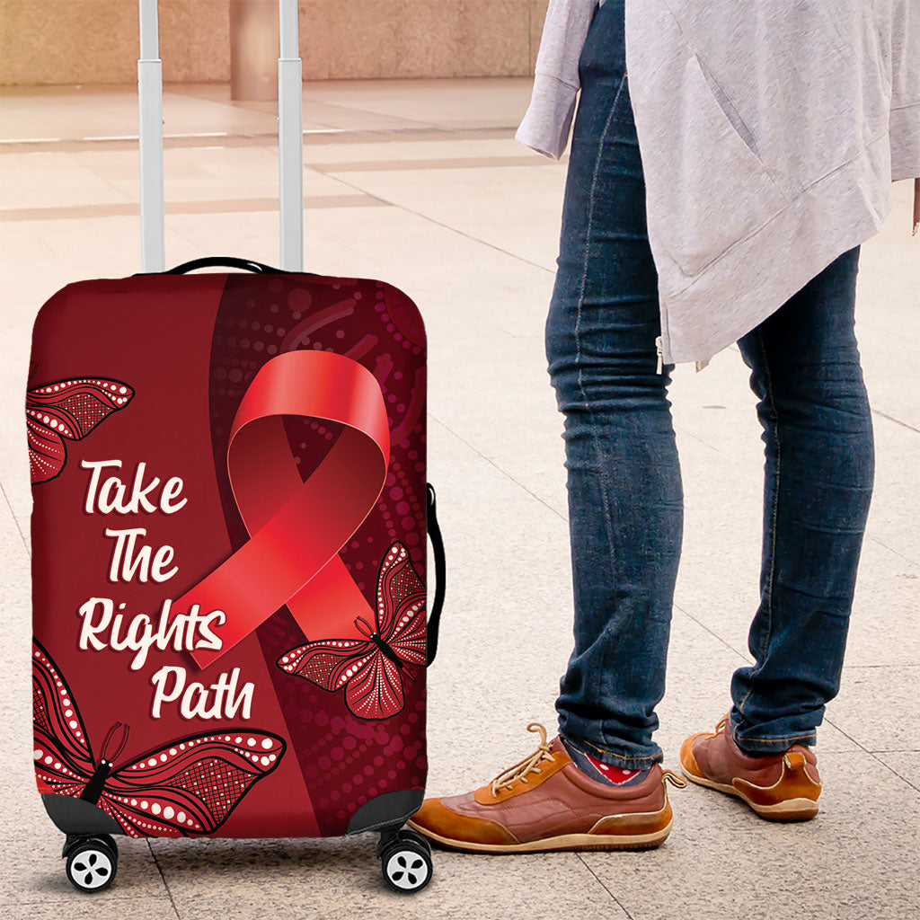 Australia AIDS Support Luggage Cover Take The Rights Path Aboriginal Art