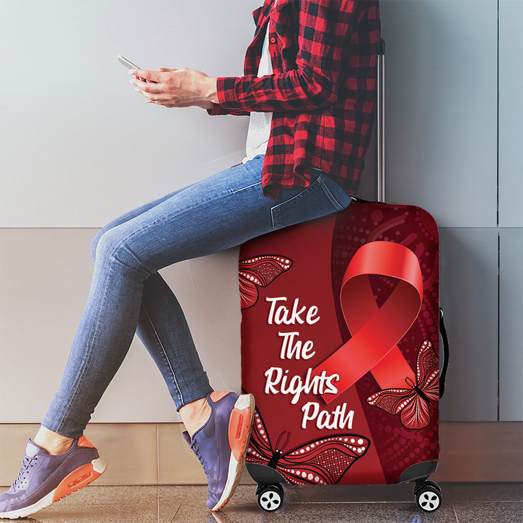 Australia AIDS Support Luggage Cover Take The Rights Path Aboriginal Art