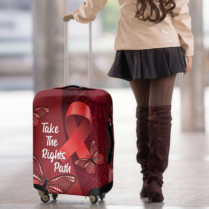Australia AIDS Support Luggage Cover Take The Rights Path Aboriginal Art