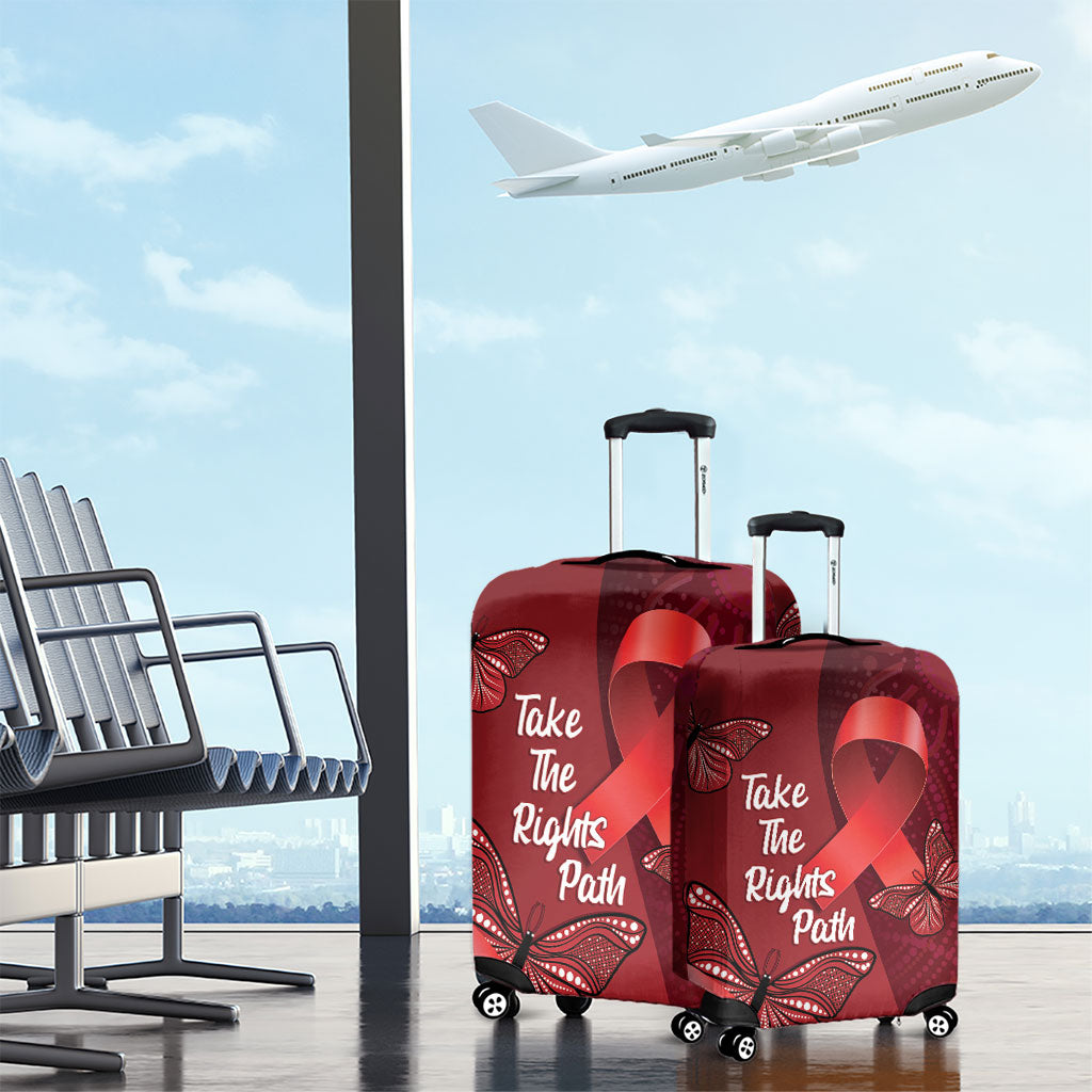 Australia AIDS Support Luggage Cover Take The Rights Path Aboriginal Art