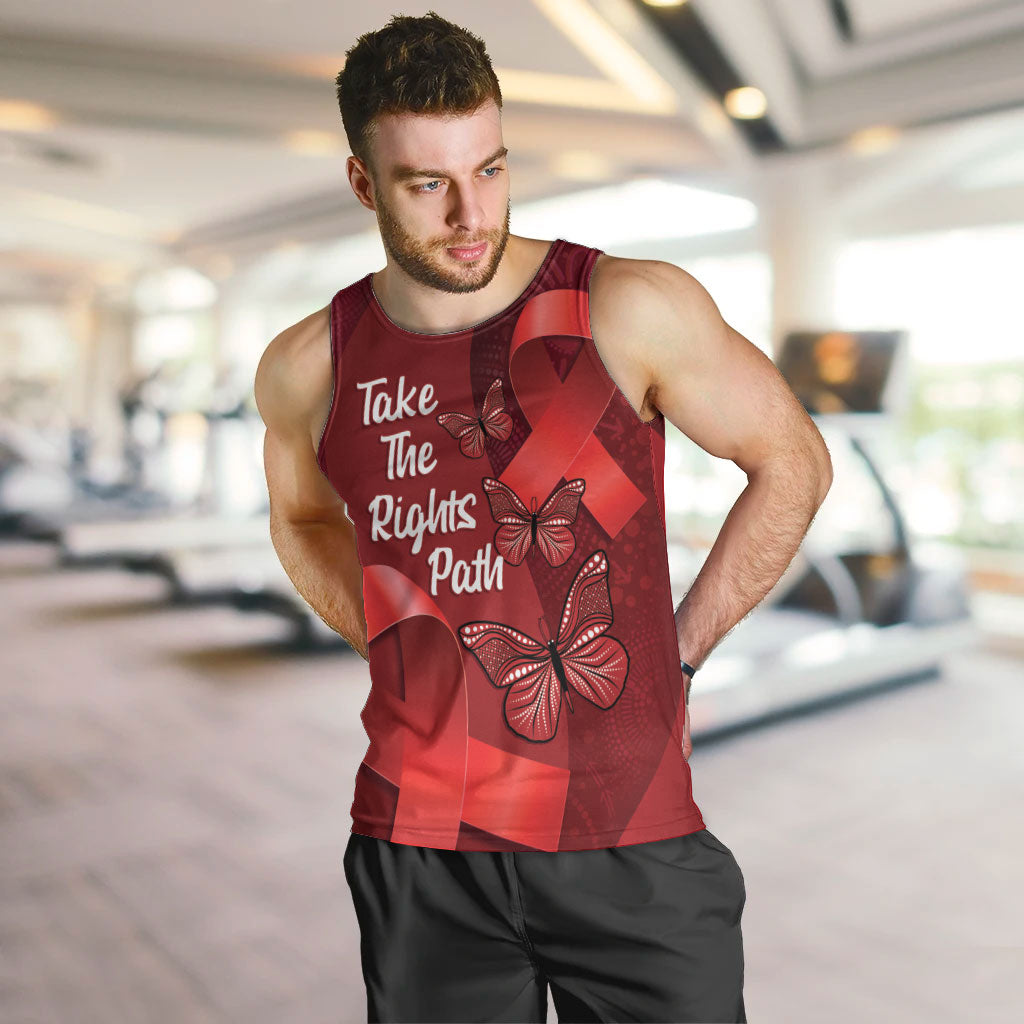 Australia AIDS Support Men Tank Top Take The Rights Path Aboriginal Art