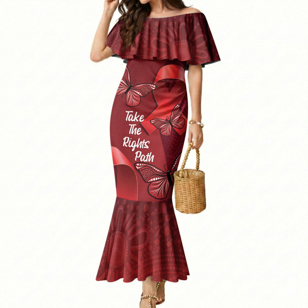 Australia AIDS Support Mermaid Dress Take The Rights Path Aboriginal Art