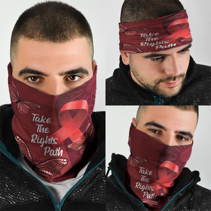 Australia AIDS Support Neck Gaiter Take The Rights Path Aboriginal Art