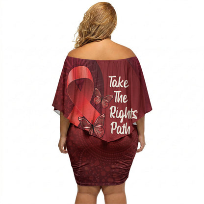 Australia AIDS Support Off Shoulder Short Dress Take The Rights Path Aboriginal Art