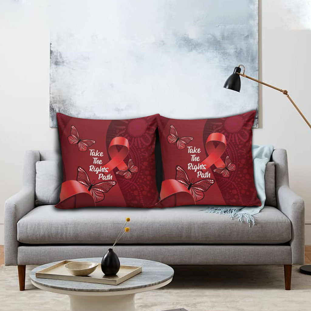Australia AIDS Support Pillow Cover Take The Rights Path Aboriginal Art