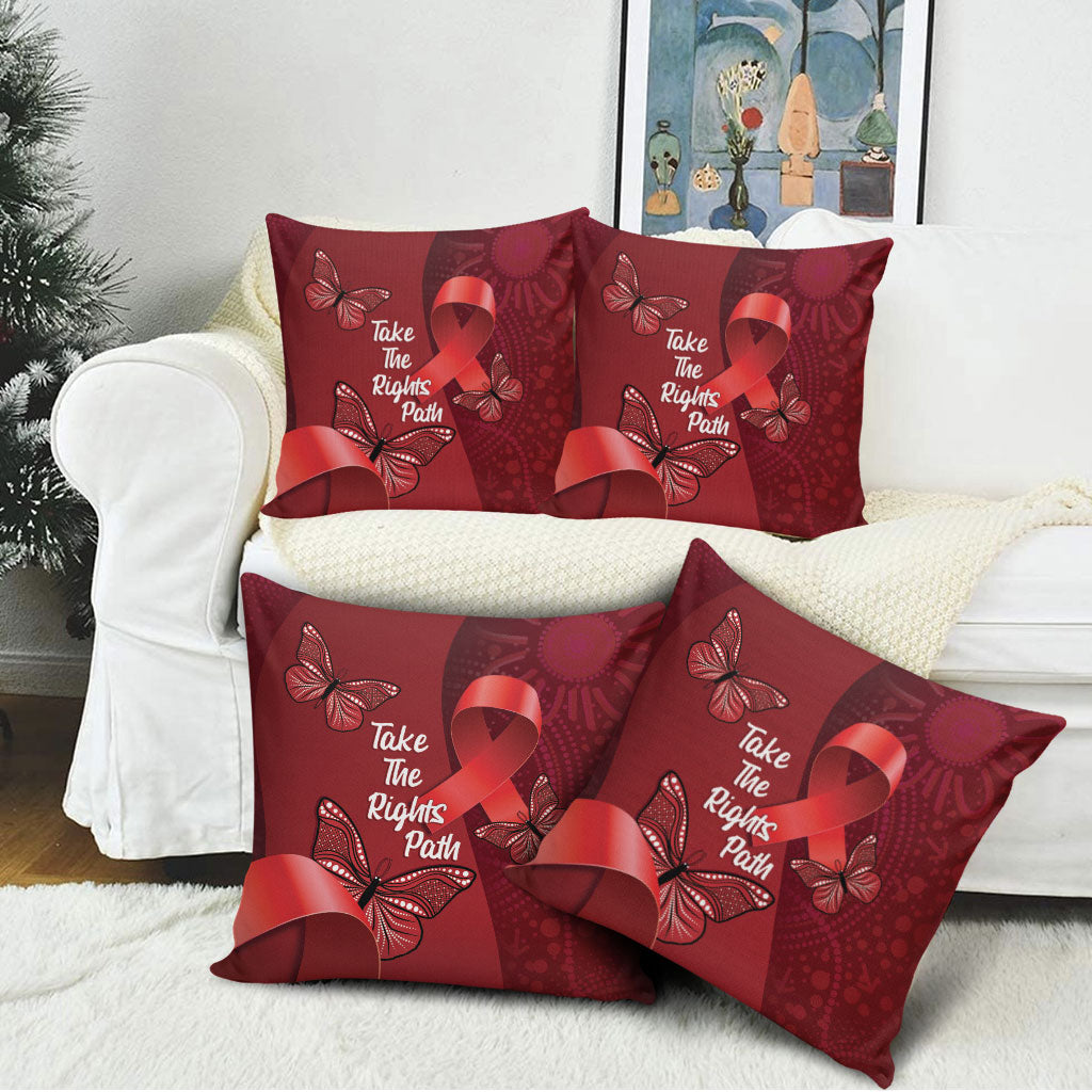 Australia AIDS Support Pillow Cover Take The Rights Path Aboriginal Art