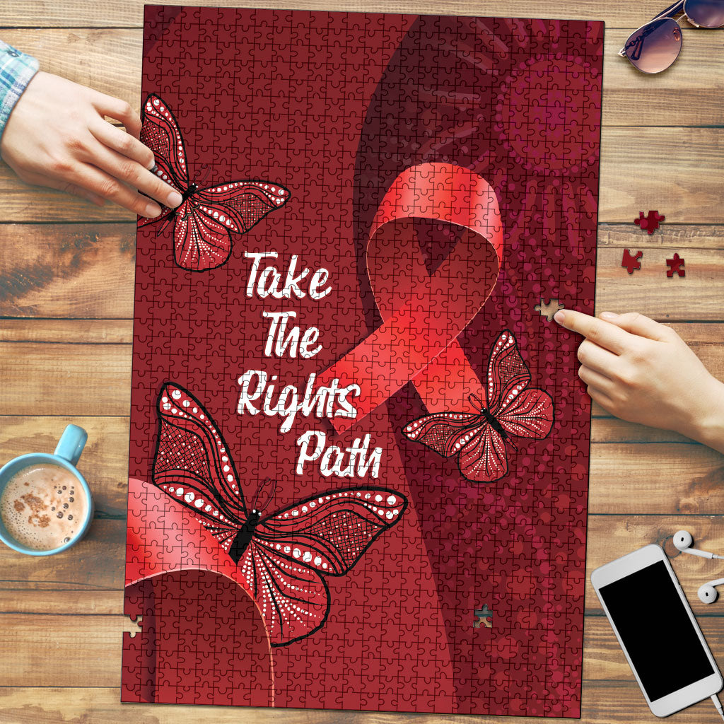 Australia AIDS Support Puzzle Take The Rights Path Aboriginal Art