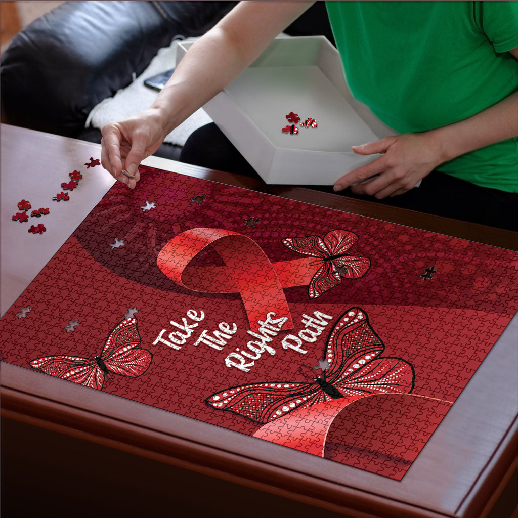 Australia AIDS Support Puzzle Take The Rights Path Aboriginal Art