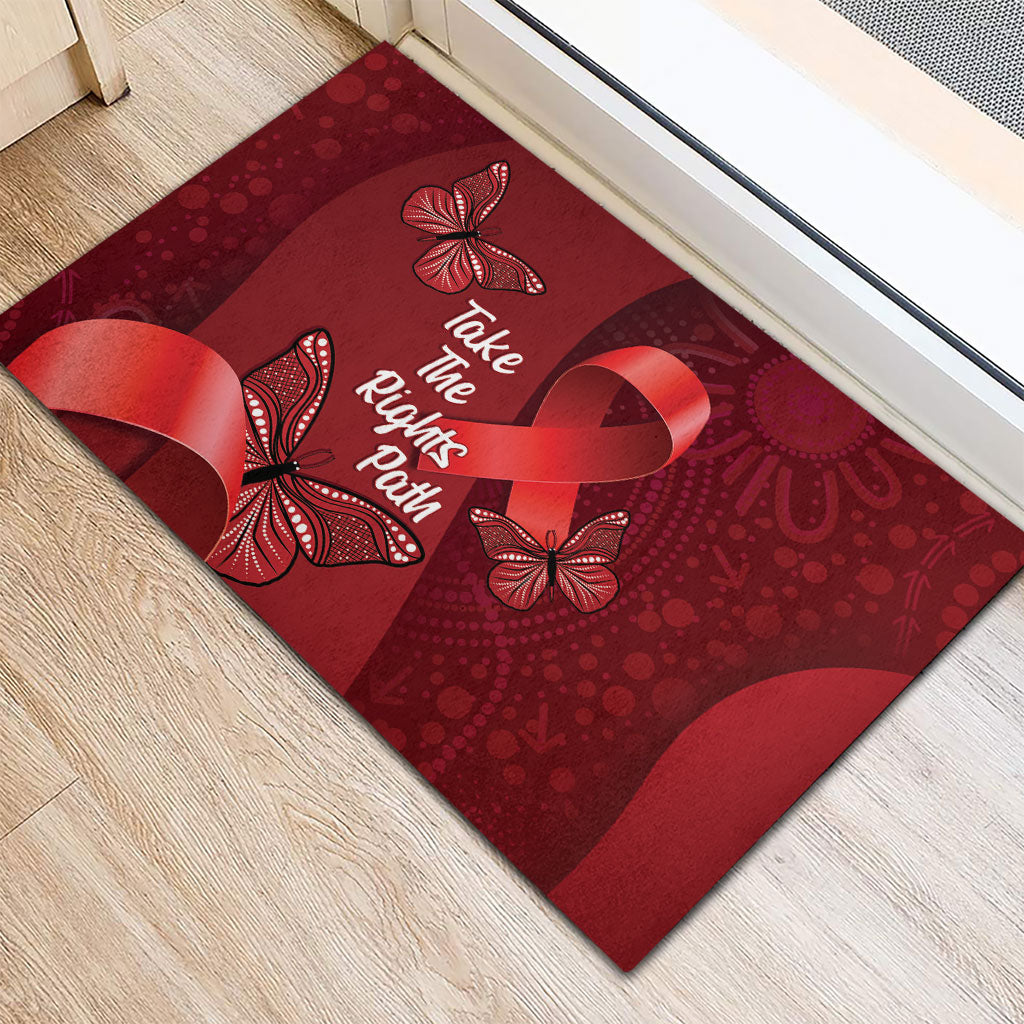 Australia AIDS Support Rubber Doormat Take The Rights Path Aboriginal Art