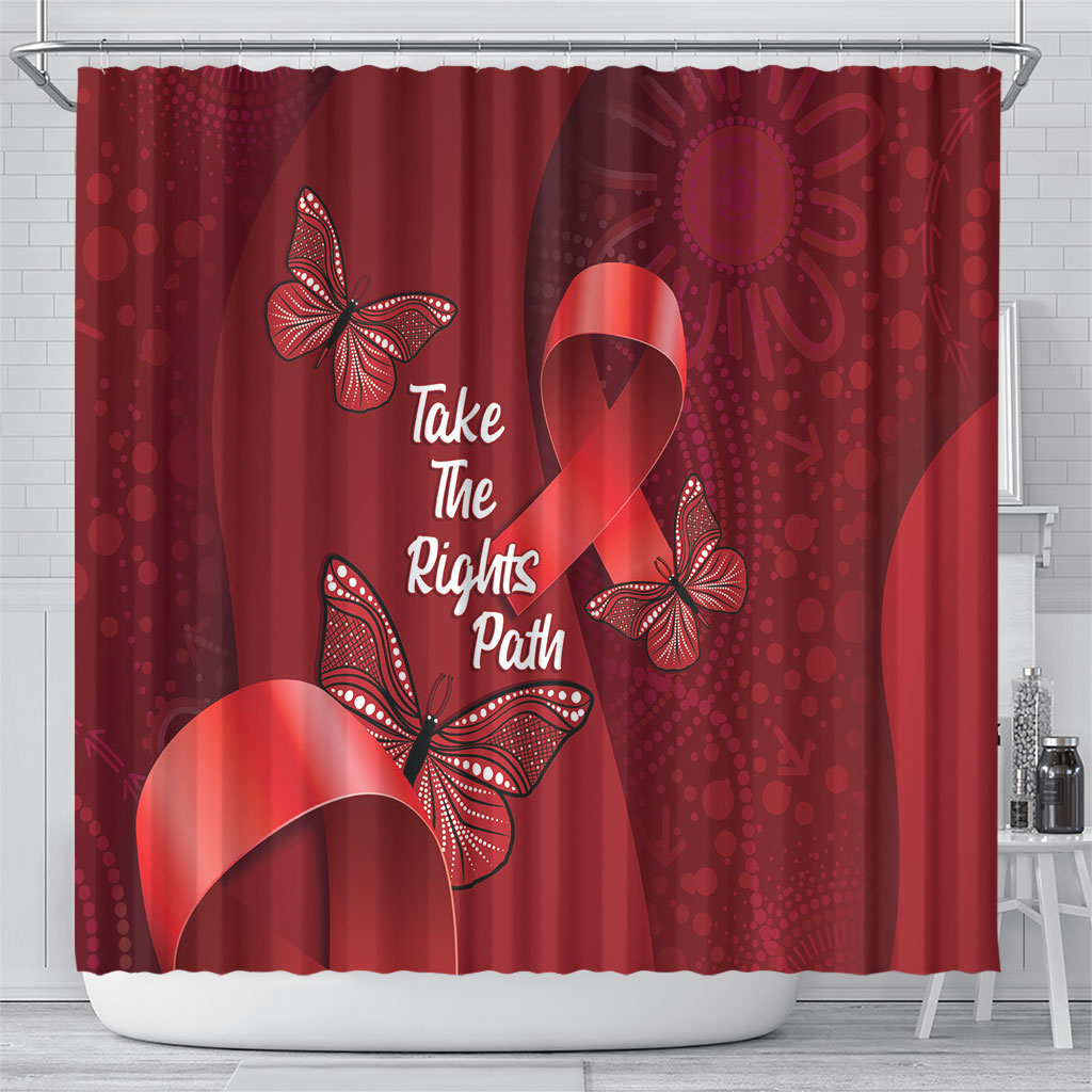 Australia AIDS Support Shower Curtain Take The Rights Path Aboriginal Art