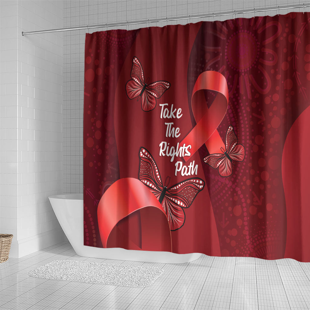 Australia AIDS Support Shower Curtain Take The Rights Path Aboriginal Art