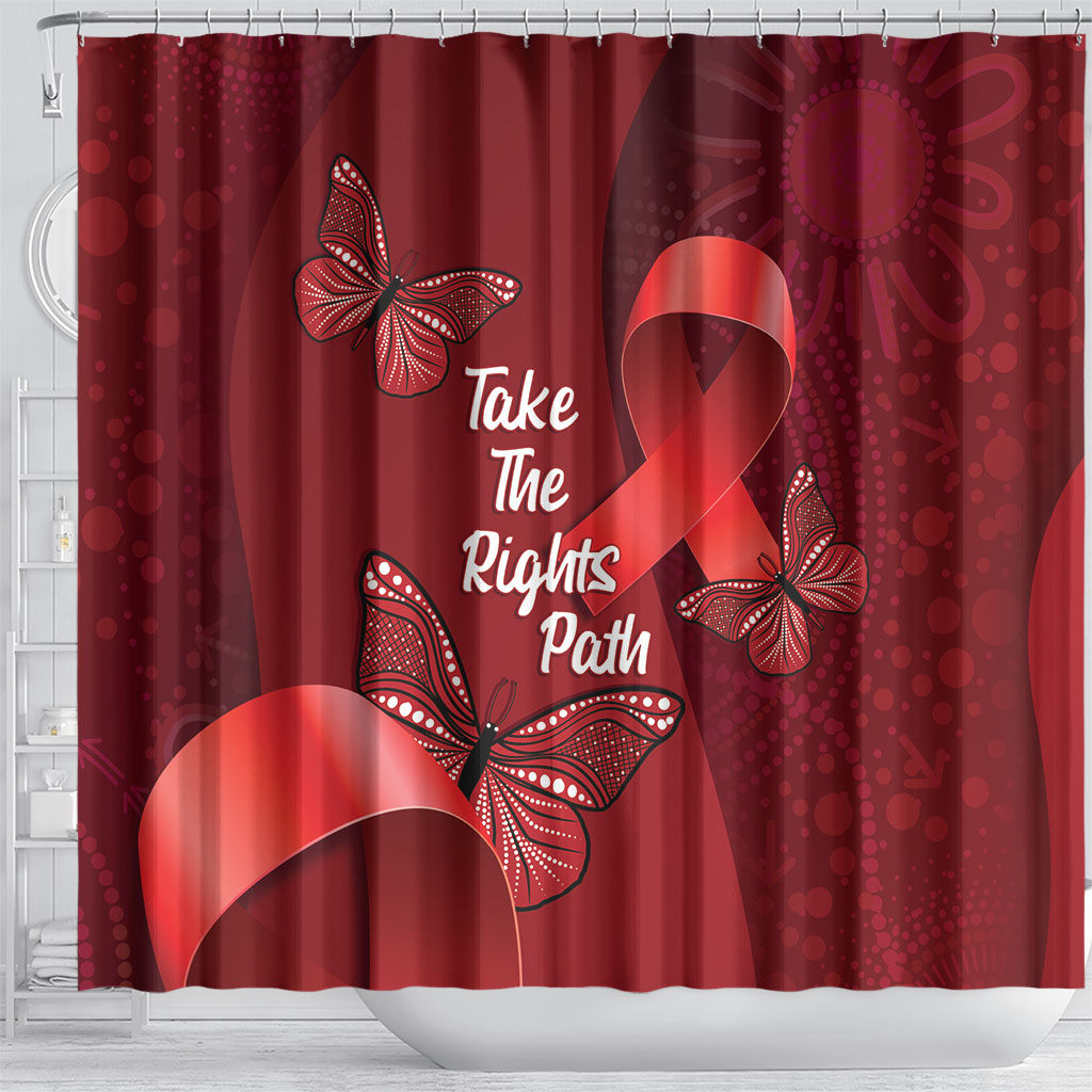 Australia AIDS Support Shower Curtain Take The Rights Path Aboriginal Art