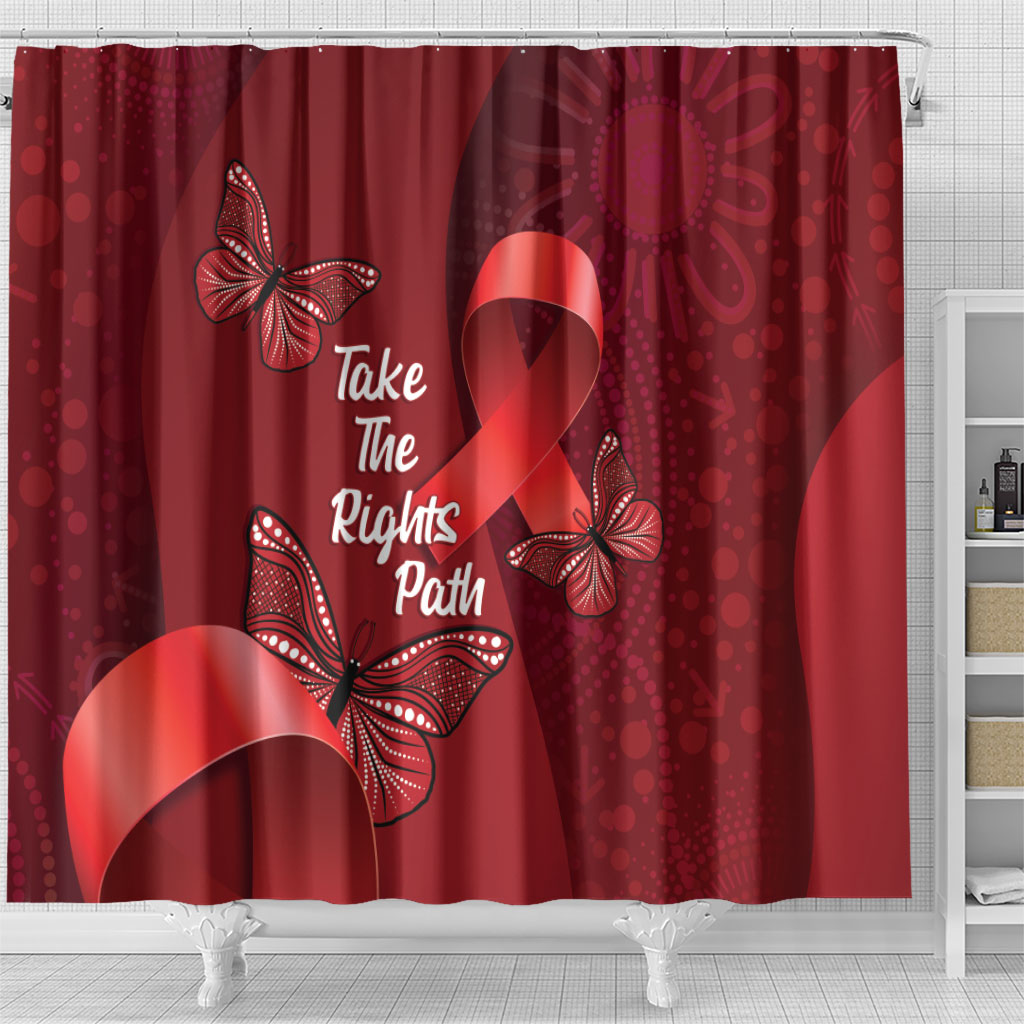 Australia AIDS Support Shower Curtain Take The Rights Path Aboriginal Art
